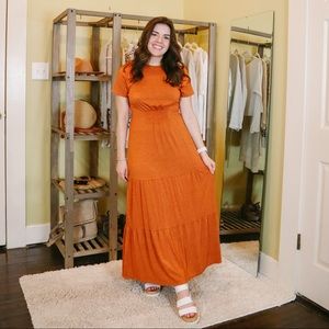 Orange ruffle maxi dress size medium